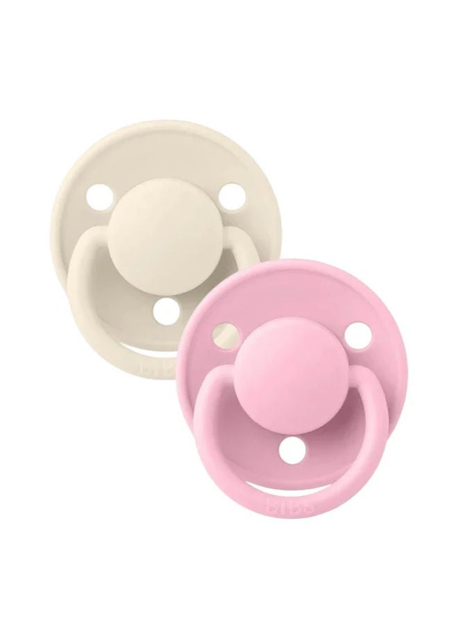BIBS Pacifier De Lux 2 PACK Silicone Onesize Ivory/Baby Pink - Image 1